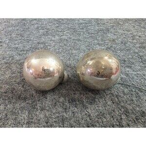 2 Shiny Brite Vintage Silver Mercury Glass Christmas Ball Ornaments 1.75in